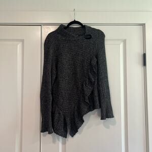 Knitted & Knotted Women's Assymetrical Grey Knit‎ Sweater Merino Wool Sz M